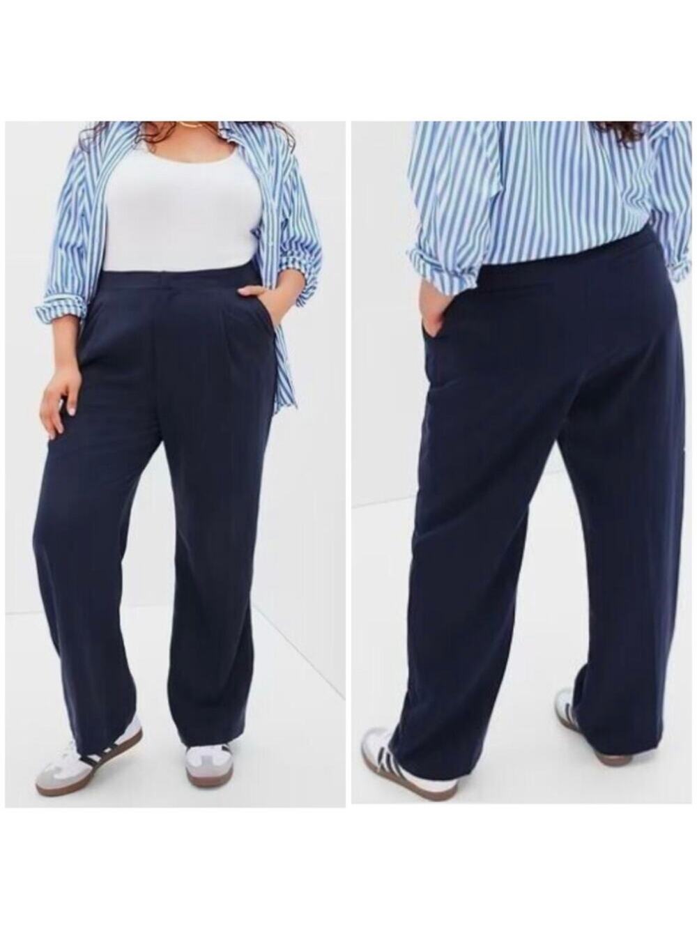 Gap High Rise SoftSuit Trousers Navy Blue 10 404698 New